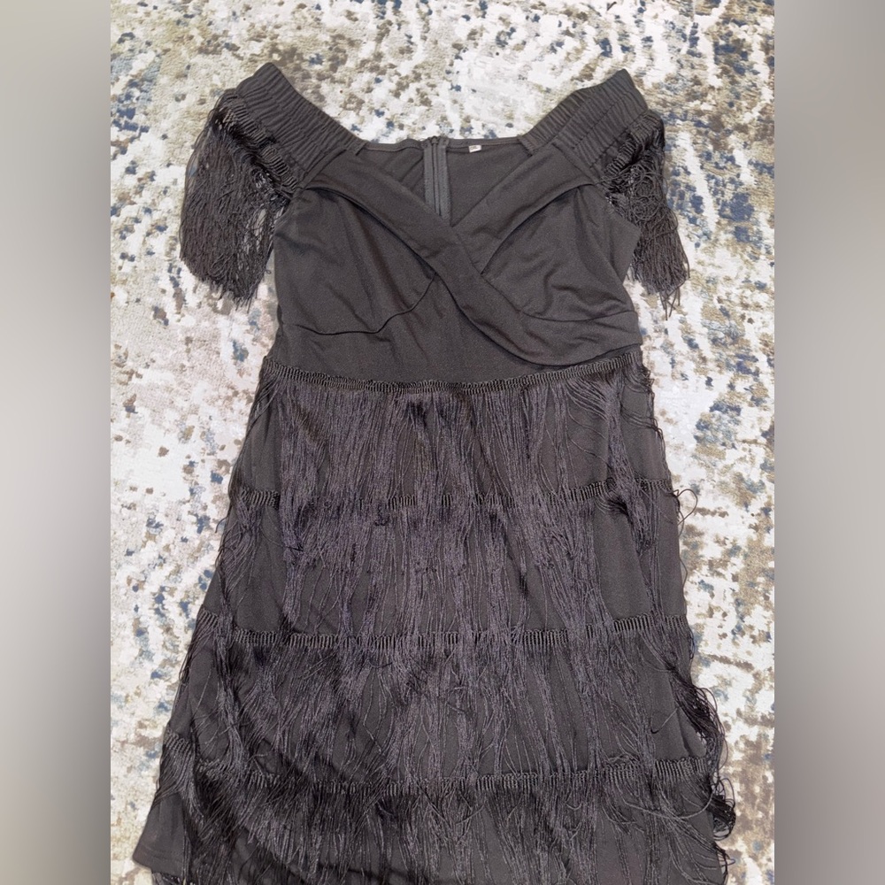 Elegant Black Fringe Dress